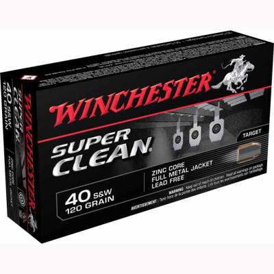 Winchester Super Clean .40 S&W Ammunition 50 Rounds FMJ 120 Grain Lead Free