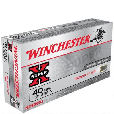 Winchester Super X .40 S&W Ammunition 50 Rounds, Silvertip HP, 155 Grain