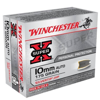 Winchester Super X 10mm Auto Ammunition 20 Rounds, Silvertip HP, 175 Grain