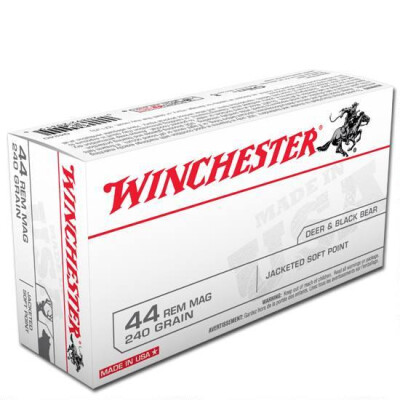 Winchester USA .44 Magnum Ammunition 50 Rounds, JSP, 240 Grain