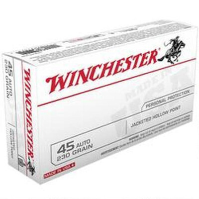 Winchester USA .45 ACP Ammunition 500 Rounds JHP 230 Grain