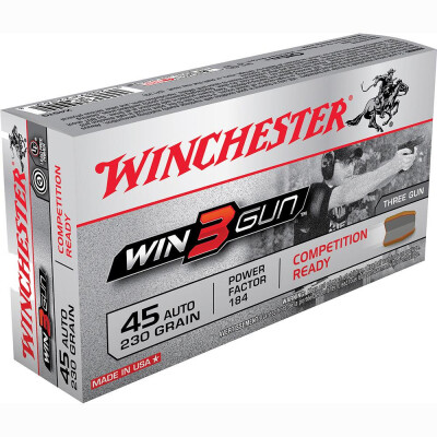 Winchester Win3Gun .45 ACP Ammunition 230 Grain BEB JSP Bullet 800 fps