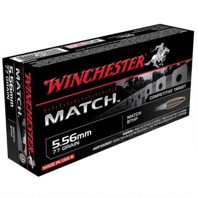 Winchester Match 5.56 NATO Ammunition 20 Rounds BTHP 77 Grain