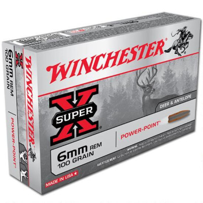 Winchester Power Point 6mm Rem Ammunition 20 Rounds JSP 100 Grains
