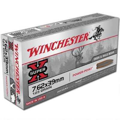 Winchester Power-Point 7.62x39 Ammunition 200 Rounds JSP 123 Grain Brass Cased