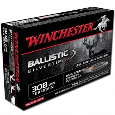 Winchester Ballistic Silvertip .308 Winchester Ammunition 20 Rounds Polymer Tip 168 Grain