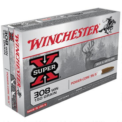 Winchester Super-X .308 Winchester Ammunition 20 Rounds Power-Core 150 Grain Lead Free