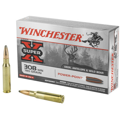 Winchester Power Point .308 Winchester Ammunition 200 Rounds 180 Grain JSP 2620 fps
