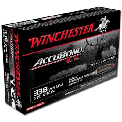 Winchester .338 Winchester Magnum Ammunition 20 Rounds Nosler Accubond 225 Grains