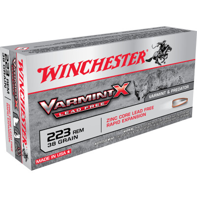 Winchester Varmint-X Lead Free .223 Remington Ammunition 20 Rounds 38 Grain Zinc Core Hollow Point