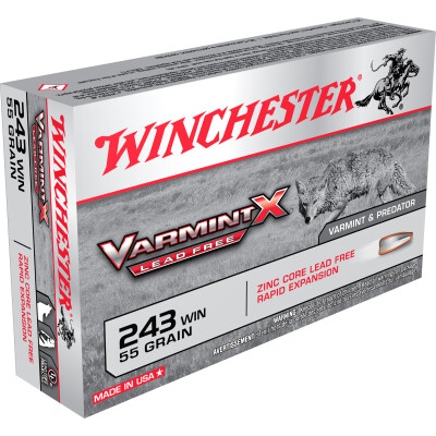 Winchester Varmint X .243 Winchester Ammunition 20 Rounds Lead Free PT 55 Grains X243PLF