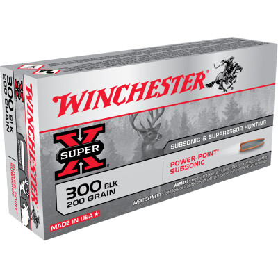 Winchester Super X Subsonic .300 Blackout Ammunition 20 Rounds JHP 200 Grains X300BLKX