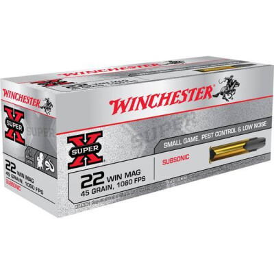 Winchester Super X Subsonic .22 Magnum Ammunition 50 Rounds LHP 45 Grains X22MSUB