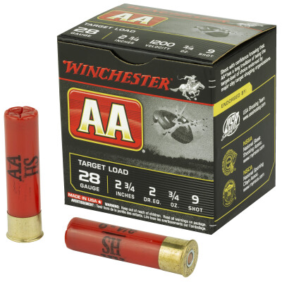 Winchester AA Target 28 Gauge Shotshells 250 Round Case 2 3/4" #9 Lead 3/4 Ounce AA289