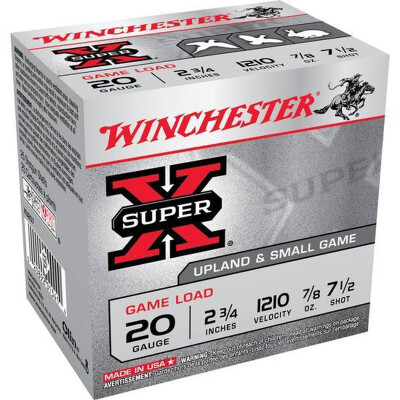 Winchester Super X Game Load 20 Gauge Shotshell 25 Rounds 2 3/4" #7.5 Lead 7/8 Ounce XU207