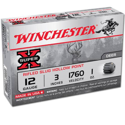 Winchester Super X Shotshell 12 Gauge 3" 1 oz Rifled Slug Five Round Box