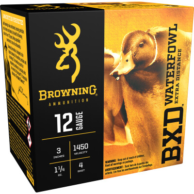 Browning BXD Waterfowl 12 Gauge Shotshell 250 Rounds 3" #4 Steel 1 1/4 Ounce