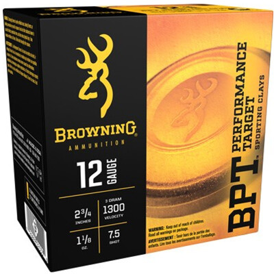 Browning BPT Performance 12 Gauge Shotshell 25 Rounds 2 3/4" #7.5 Lead 1 1/8 Ounce