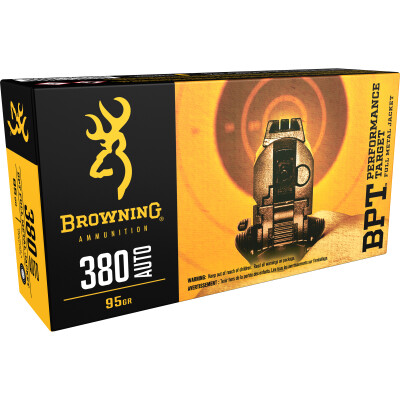 Browning BPT Target .380 ACP Ammunition 50 Rounds FMJ 95 Grain