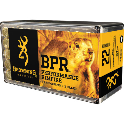Browning BPR Hunting .22 Long Rifle Ammunition 50 Rounds Fragmenting HP 37 Grain