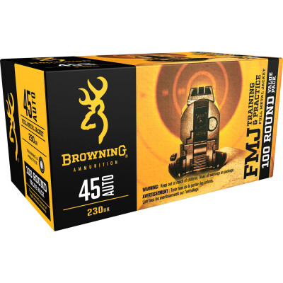 Browning .45 Auto Ammunition 230 Grain FMJ 835 fps 100 Rounds
