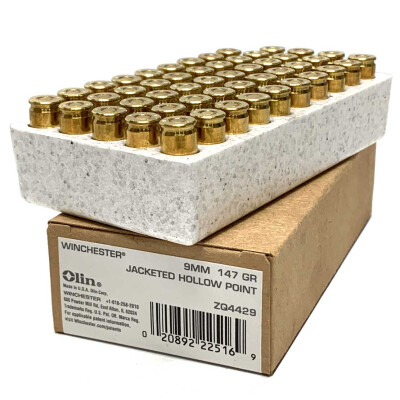Winchester Law Enforcement 9mm 147 Grain, Jacketed Hollow Point Ammunition 50 Rounds ZQ4429