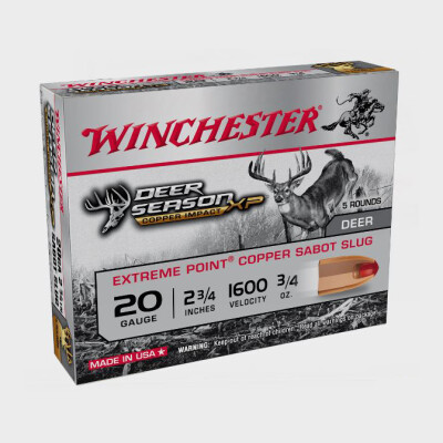 Winchester Deer Season XP Copper Impact 20 Gauge Shotshell 5 Rounds 2 3/4" Sabot Slug 3/4 Ounce X20DSLF