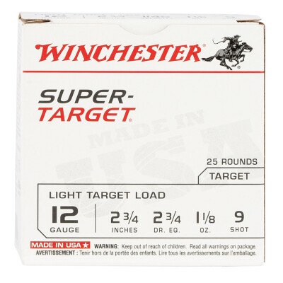 Winchester USA Super Target 12 Gauge Shotshell 250 Rounds 2 3/4" #9 1 1/8 Ounce
