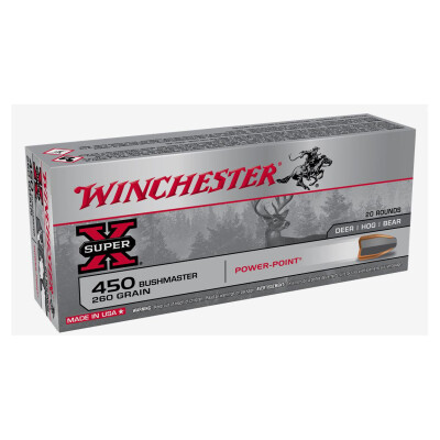 Winchester Power Point .450 Bushmaster Ammunition 20 Rounds JSP 260 Grains X4501