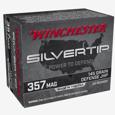 Winchester Silvertip .357 Mag Ammunition 145 Grain Silvertip JHP 1290 fps 20 Rounds per Box