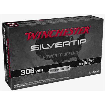 Winchester Silvertip .308 Win Ammuntion 20 Rounds Defense Tip 150 Grain W308ST