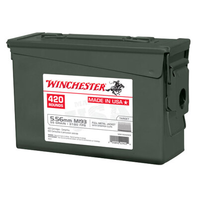 Winchester USA 5.56 NATO M193 Ammo 420 Rounds 55 Grain FMJ