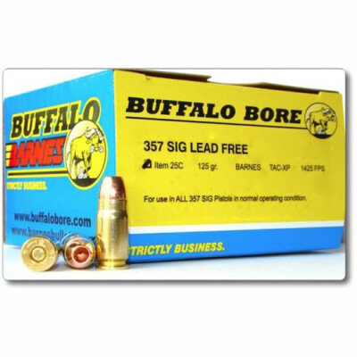 Buffalo Bore Low Flash Heavy .357 Sig Ammunition 20 Rounds Barnes TAC-XP 125 Grains 25C/20