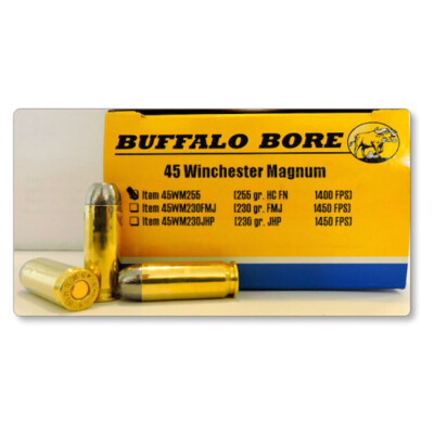 Buffalo Bore Outdoorsman .45 Win Mag Ammunition 20 Rounds Hard Cast LFN 255 Grain