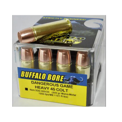 Buffalo Bore Dangerous Game .45 Long Colt +P Ammunition 20 Rounds Copper WFN 300 Grain