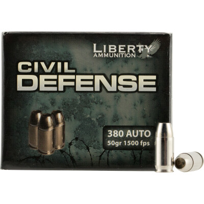 Liberty Civil Defense .380 ACP Ammunition 20 Rounds Copper HP 50gr