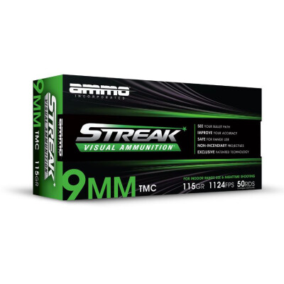 Ammo Inc Streak 9mm Luger Ammunition 50 Rounds Green TMC 115 Grain