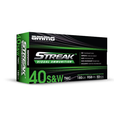 Ammo Inc Streak .40 S&W Ammunition 50 Rounds Green TMC 180 Grain