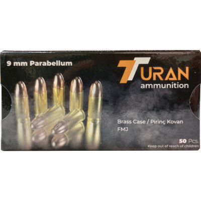 TURAN Ammo 9mm Luger Ammunition 1000 Rounds FMJ 124 Grain