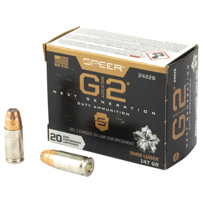 Speer Gold Dot G2 Personal Protection 9mm Luger Ammunition 20 Rounds 147 Grain GD2HP 970 fps