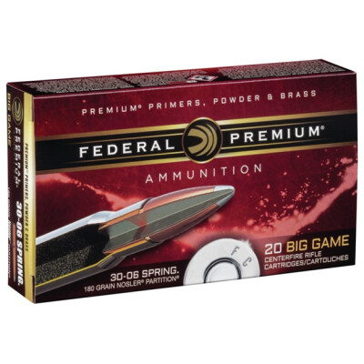 Federal Premium .30-06 Springfield Ammunition 20 Rounds Partition SP 180 Grain