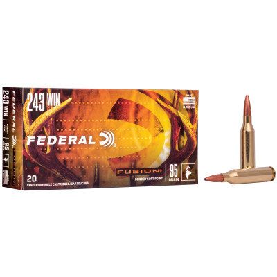 Federal Fusion .243 Winchester Ammunition 20 Rounds Bonded SPTZ BT 95 Grains F243FS1