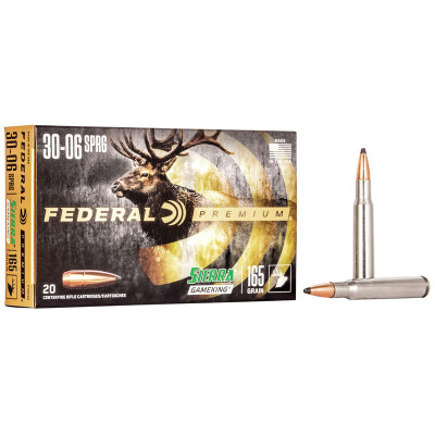 Federal Premium Sierra GameKing .30-06 Springfield Ammunition 20 Rounds 165 Grain Sierra GameKing Boat Tail Soft Point 2800fps