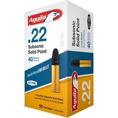 Aguila Subsonic .22 LR Ammunition 40 Grain LSP 1125fps 50 Rounds