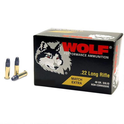 Wolf Performance Match Extra .22 Long Rifle Ammunition 500 Rounds LRN 40 Grain Made by Eley