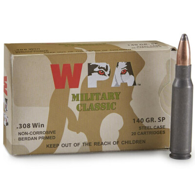 Wolf Military Classic .308 Winchester Ammunition 20 Rounds SP 140 Grain Steel Cased