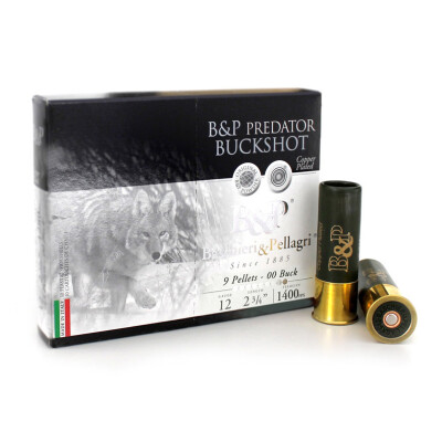 B&P Predator Buckshot 12 Gauge Shotshell 10 Rounds 2 3/4" 00 Buck 9 Pellets