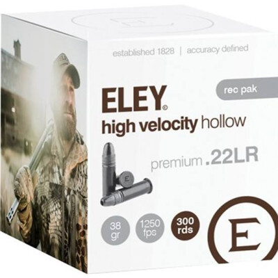 Eley High Velocity Hollow .22 Long Rifle Ammunition 300 Rounds LHP 38 Grains 05230