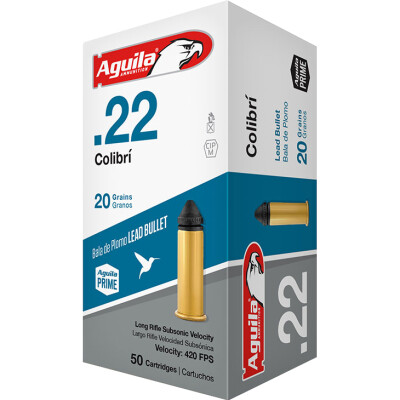 Aguila Colibri Subsonic .22 Long Rifle Ammunition 50 Rounds Conical Lead 20 Grain