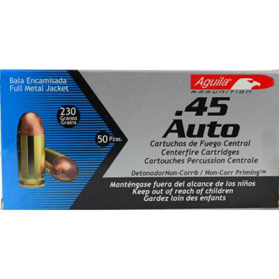 Aguila .45 ACP Ammunition 50 Rounds FMJ 230 Grains